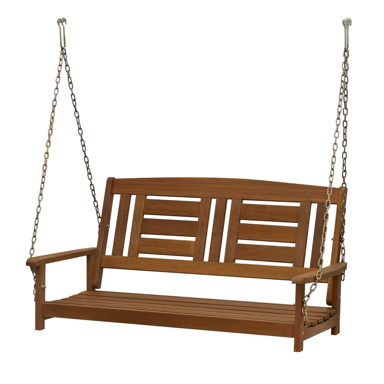 Furinno Tioman Hardwood Patio / Garden / Outdoor 4Ft Porch Swing, 2 Seater With Hanging Chains, Natural