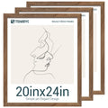 TENIBYC 20x24 Walnut Poster Frame set of 3 - Natural Brown, Solid Wood Picture Frame, Wall Hanging