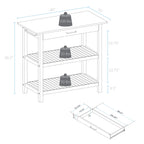 Casual Home Kitchen Island With Solid American Hardwood Top, Walnut&Black