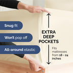 Extra Deep Pocket Cal King Sheets - 4 Piece Breathable & Cooling Bed Sheets - Hotel Luxury Bed Sheet Set - Soft, Wrinkle Free & Comfy - Easily Fits Extra Deep Mattresses - Deep Pocket Off White Sheets