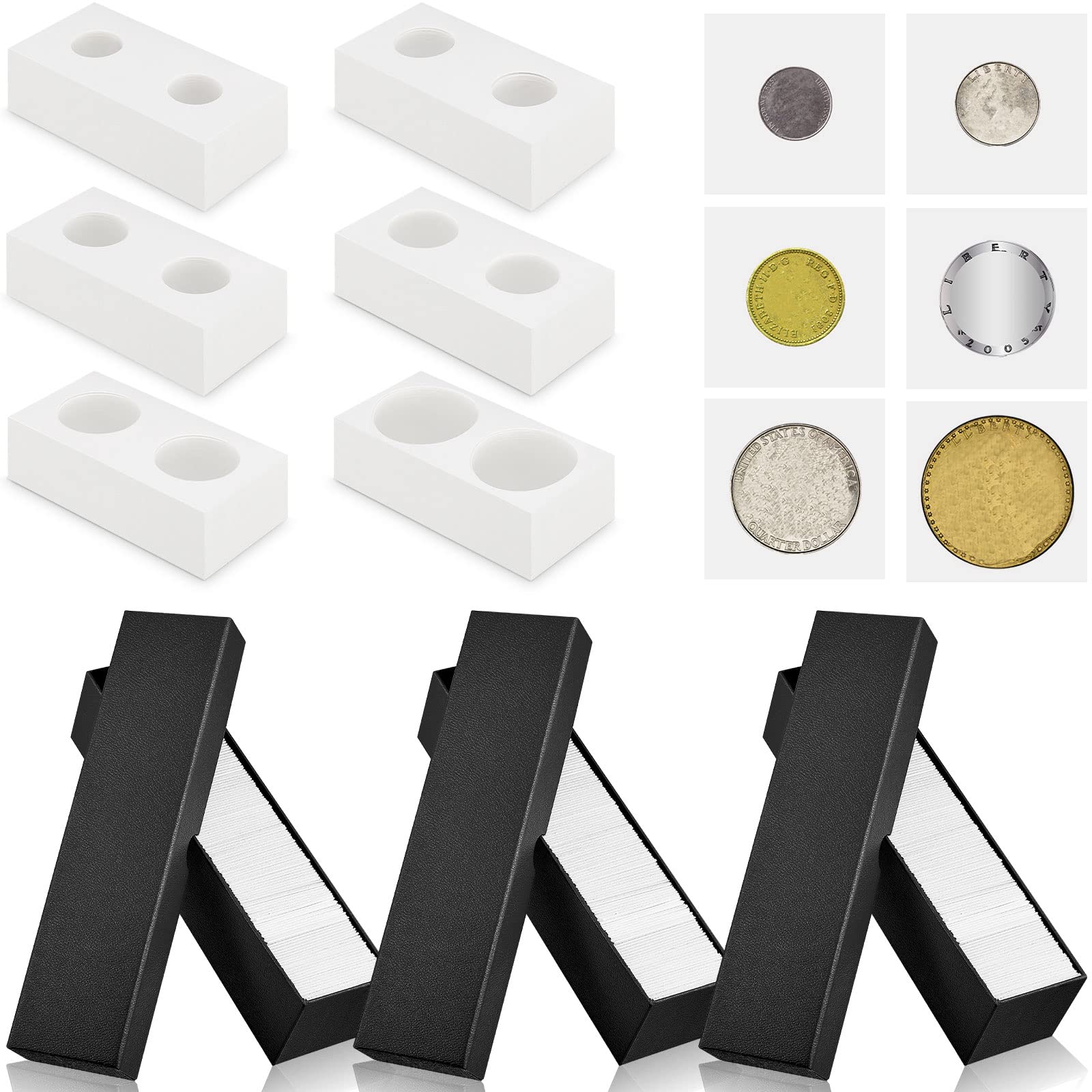 Teling 303 Pieces Coin Collecting Supplies 3 Pcs 2 X 2 Inch Coin Storage Boxes 300 Pcs Cardboard Specie Flips Mega Assortment Sp