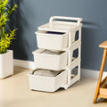 Kuber Industries 3 Layer Plastic Modular Storage Drawer Organizer With Wheels | Chest Of Drawer Storage Box For Living Room, Off