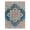 HomeRoots 532110 10 x 14 ft. Teal & Blue Medallion Power Loom Rectangle Area Rug with Fringe