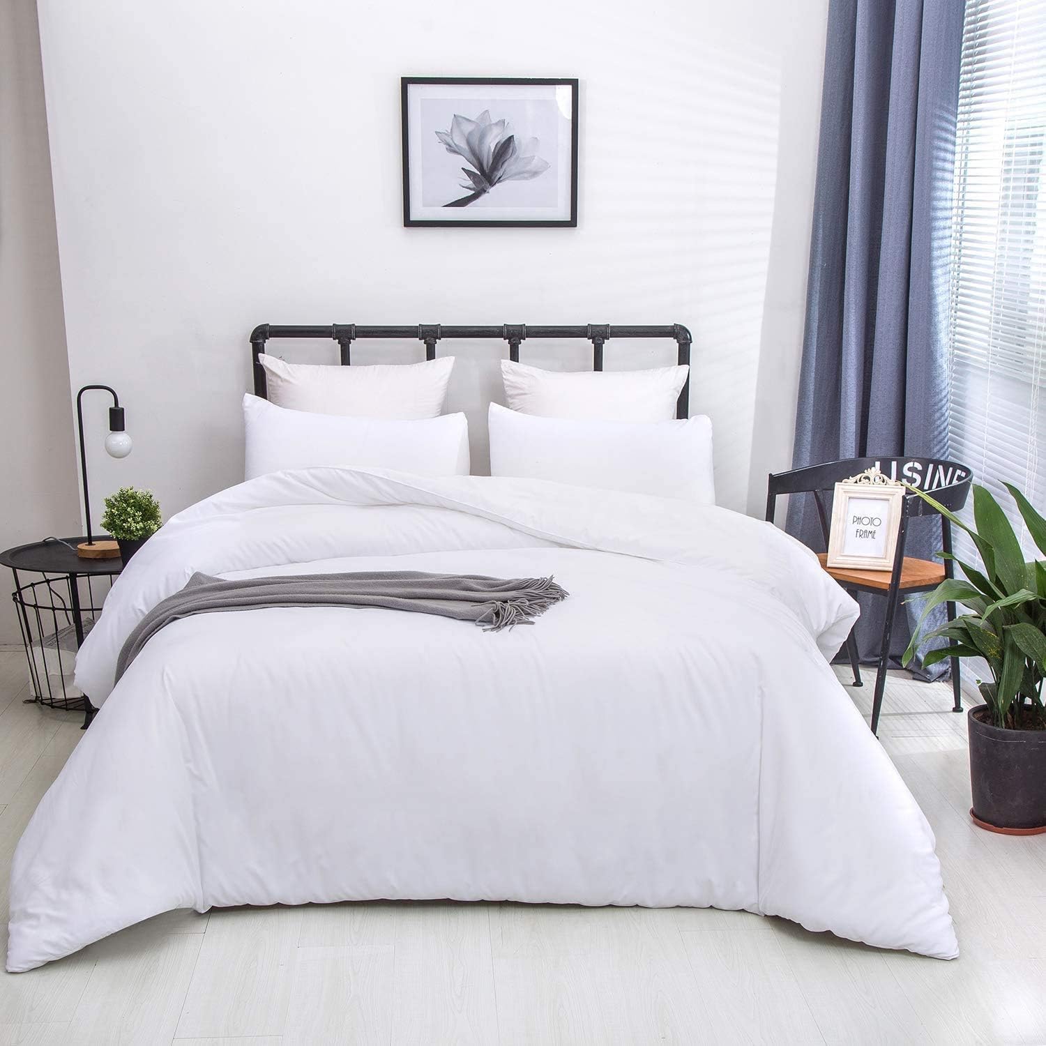 Houseri White Comforter Full Size Fluffy Solid White Bedding Comforters Sets Full Puffy Plain White Cozy Bed Quilts Teen Girls B