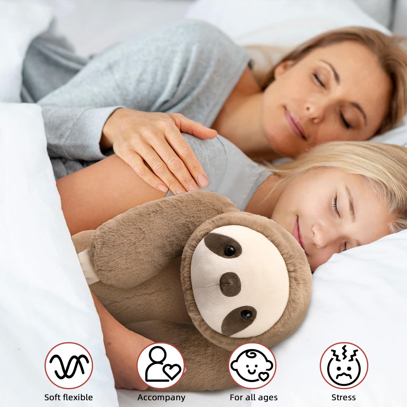 Niuniu Daddy Weighted Sloth Stuffed Animals For Anxiety, 3.3Lb Large Weighted Plush Animal Pillow For Kids Adults, 20In Cute Wei