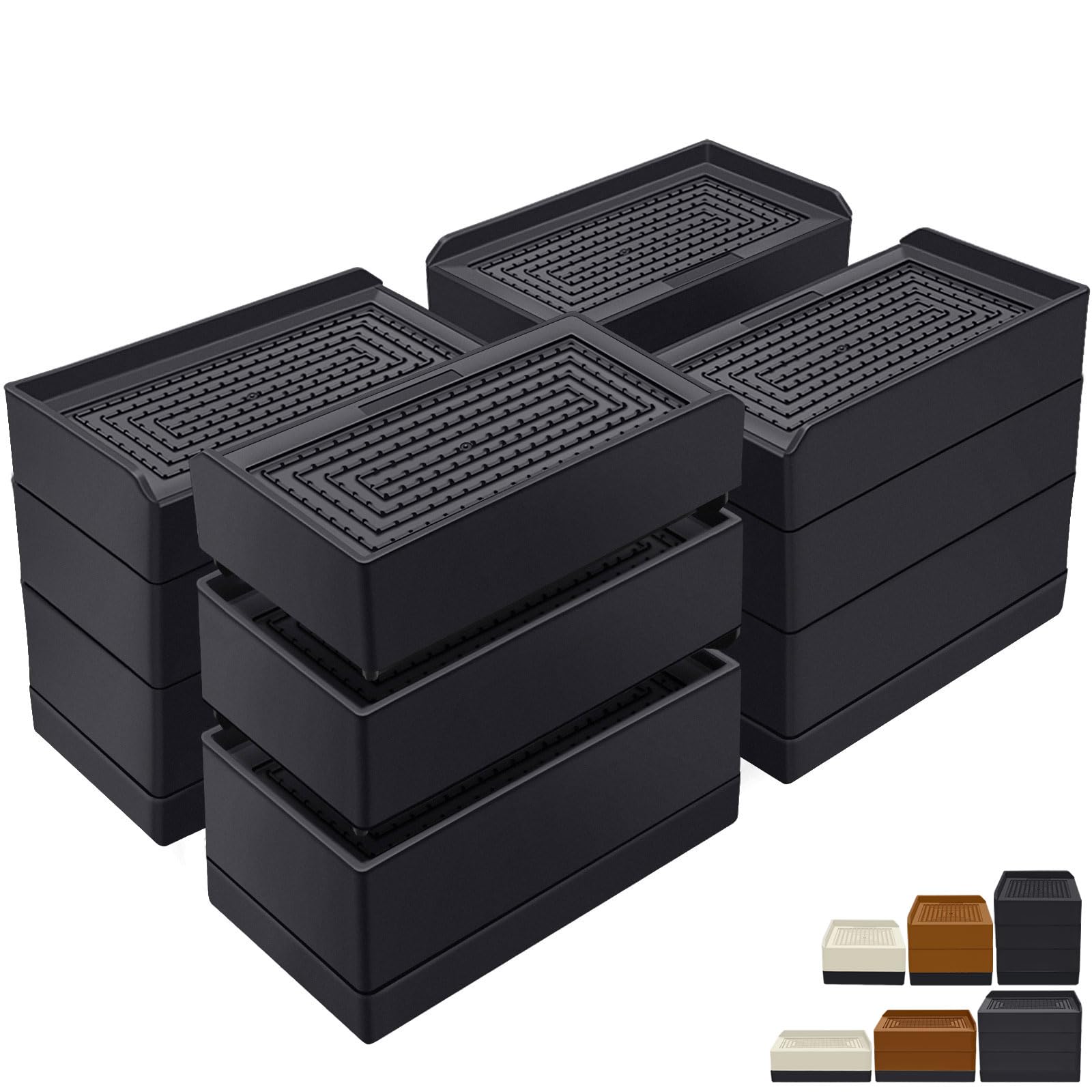 Annkut Furniture Risers 4 Inch, Heavy Duty Furniture Elevator In Heights Of 1.5, 3 Or 4 Inch,Rectangle Raising Blocks For Bed, C