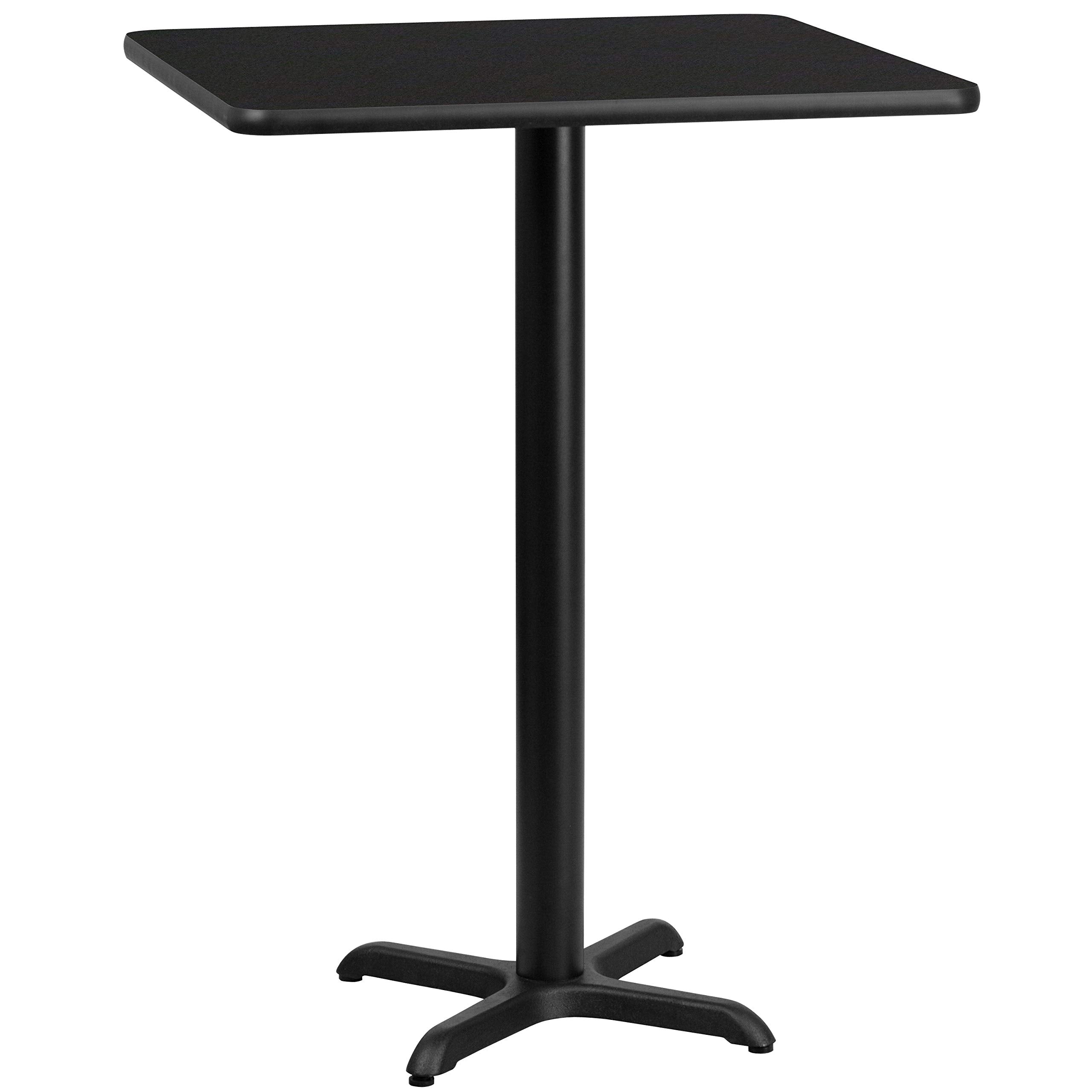 Flash Furniture 24'' Square Black Laminate Table Top with 22'' x 22'' Bar Height Table Base
