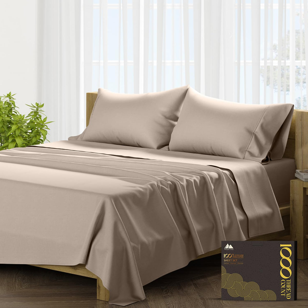 Mayfair Linen 100% Egyptian Cotton Sheets King Size - 1000 High Thread Count Sheets King, 4 Pc Luxury Hotel King Size Sheet Set,