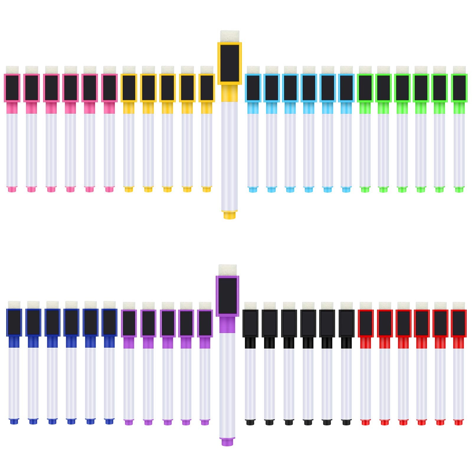 Abaokai Magnetic Dry Erase Markers 48 Pack Whiteboard Erase Markers With Erasers Cap For Whiteboard, Dry-Erase Boards, School, O