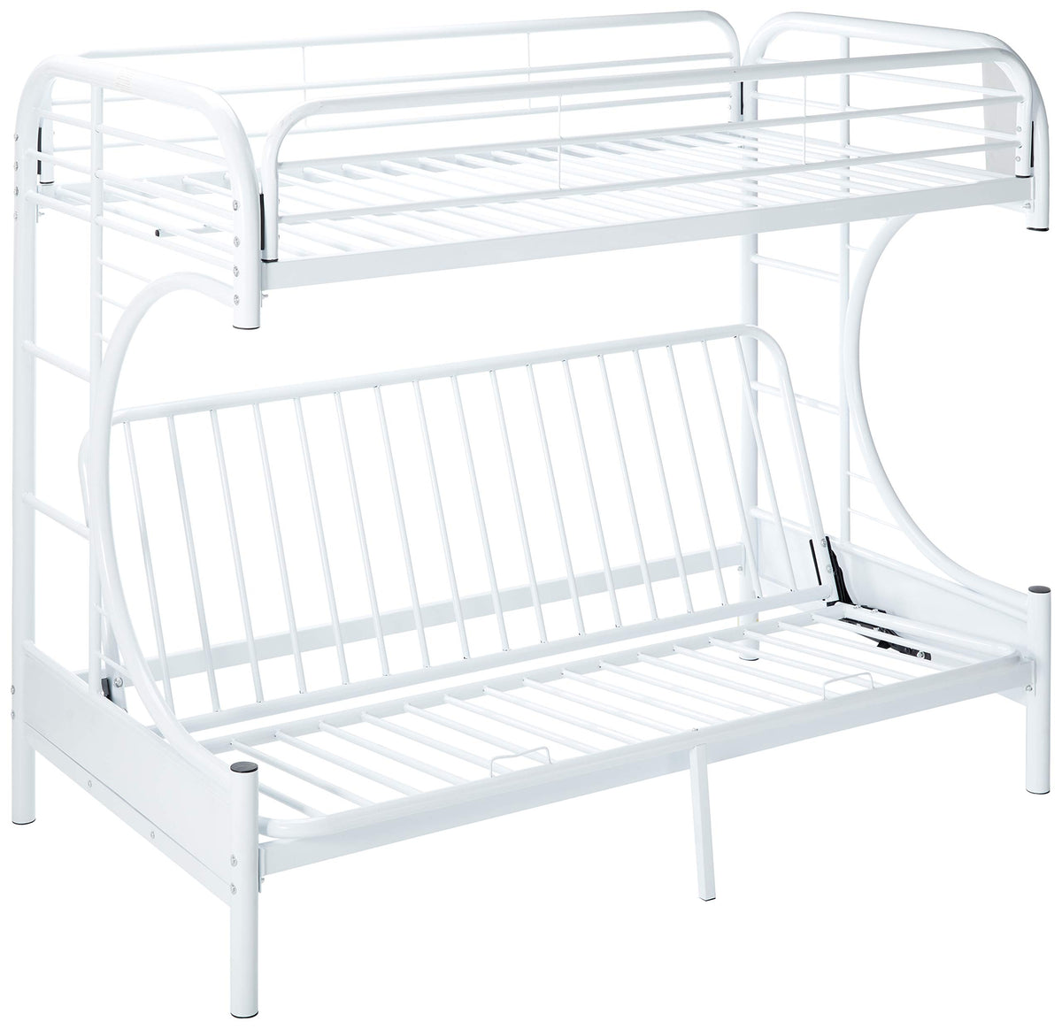 HomeRoots Furniture White Twin/Full/Futon Bunk Bed, Multicolor