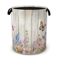 Collapsible Laundry Basket,Rustic Floral Waterproof Oxford Cloth Hamper with Handles,Butterfly Garden 16 x 20.8 Inch Portable St