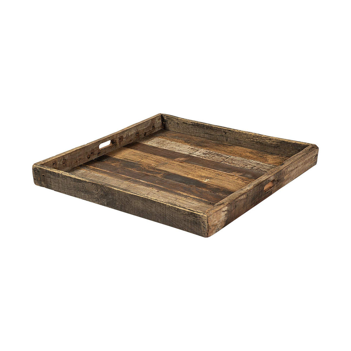 HomeRoots Natural Brown Reclaimed Wood with Grains and Knots Highlight Tray