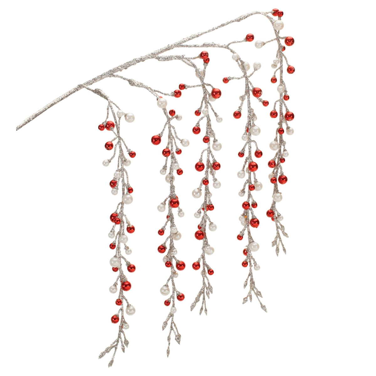 Melrose Glittered Hanging Berry Artificial Christmas Sprays - 26' - Silver - Set of 2