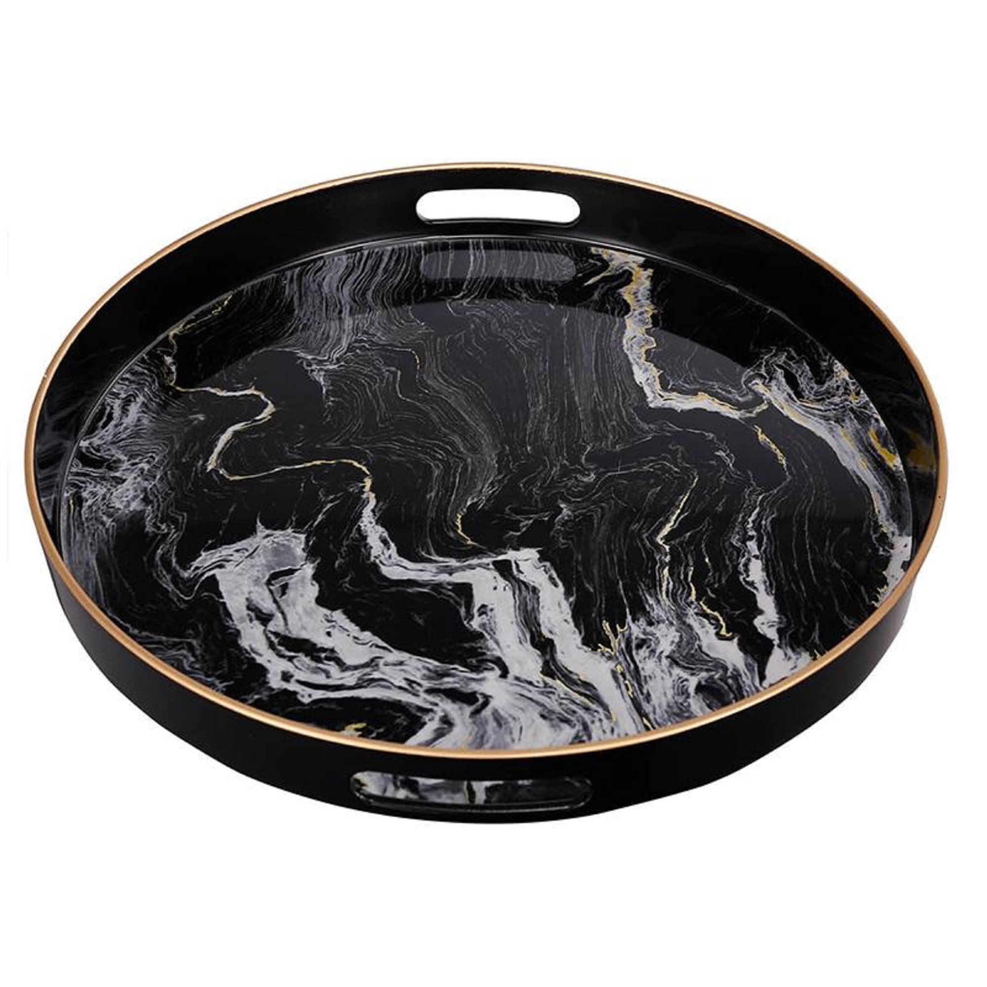 A&B Home 43305 S/2 Quinn Trays Black-White Quinn Trays, Set Of 2 Black & White