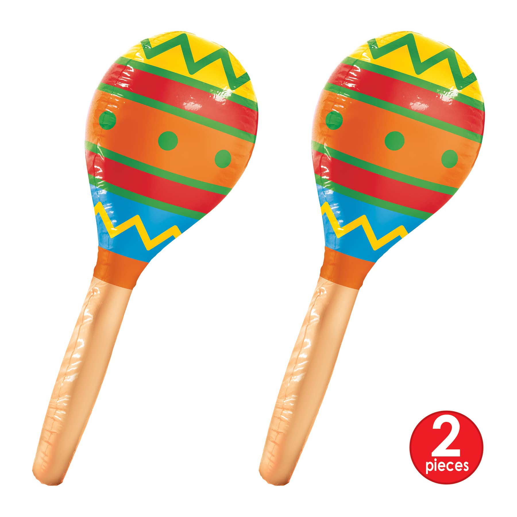 Beistle 2 Piece Inflatable Maracas For Fiesta Parties, Cinco De Mayo And Mexican Theme Decorations, 30', Multicolor