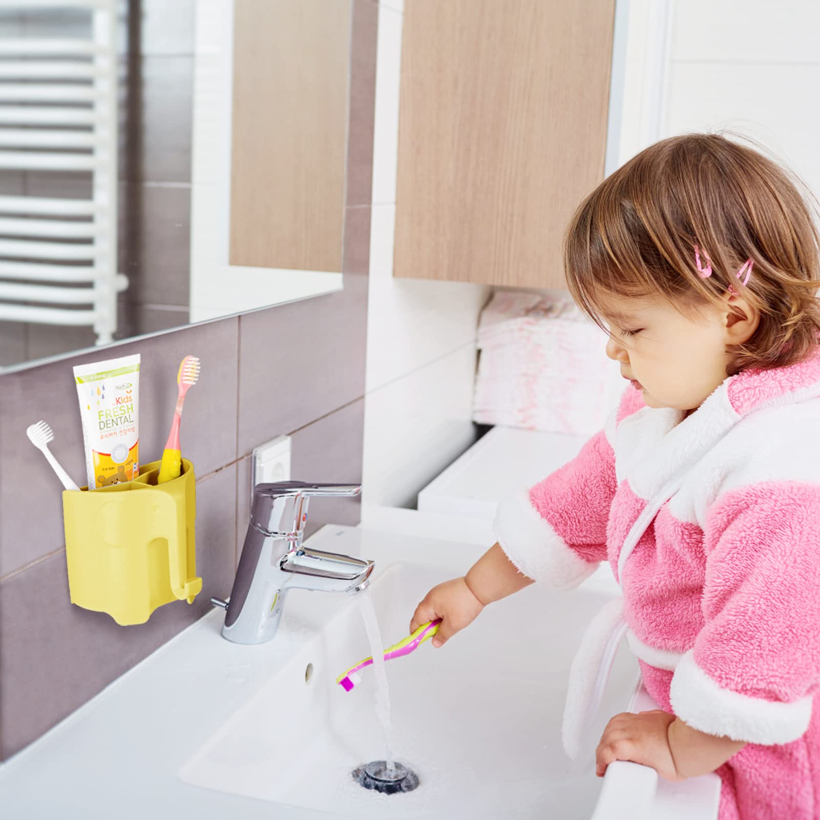 Ryanlemon Elephant Toothbrush Holder For Kids, Suction Cup Electric Toothbrush And Toothpaste Holder For Toddler, Cute Toddler T