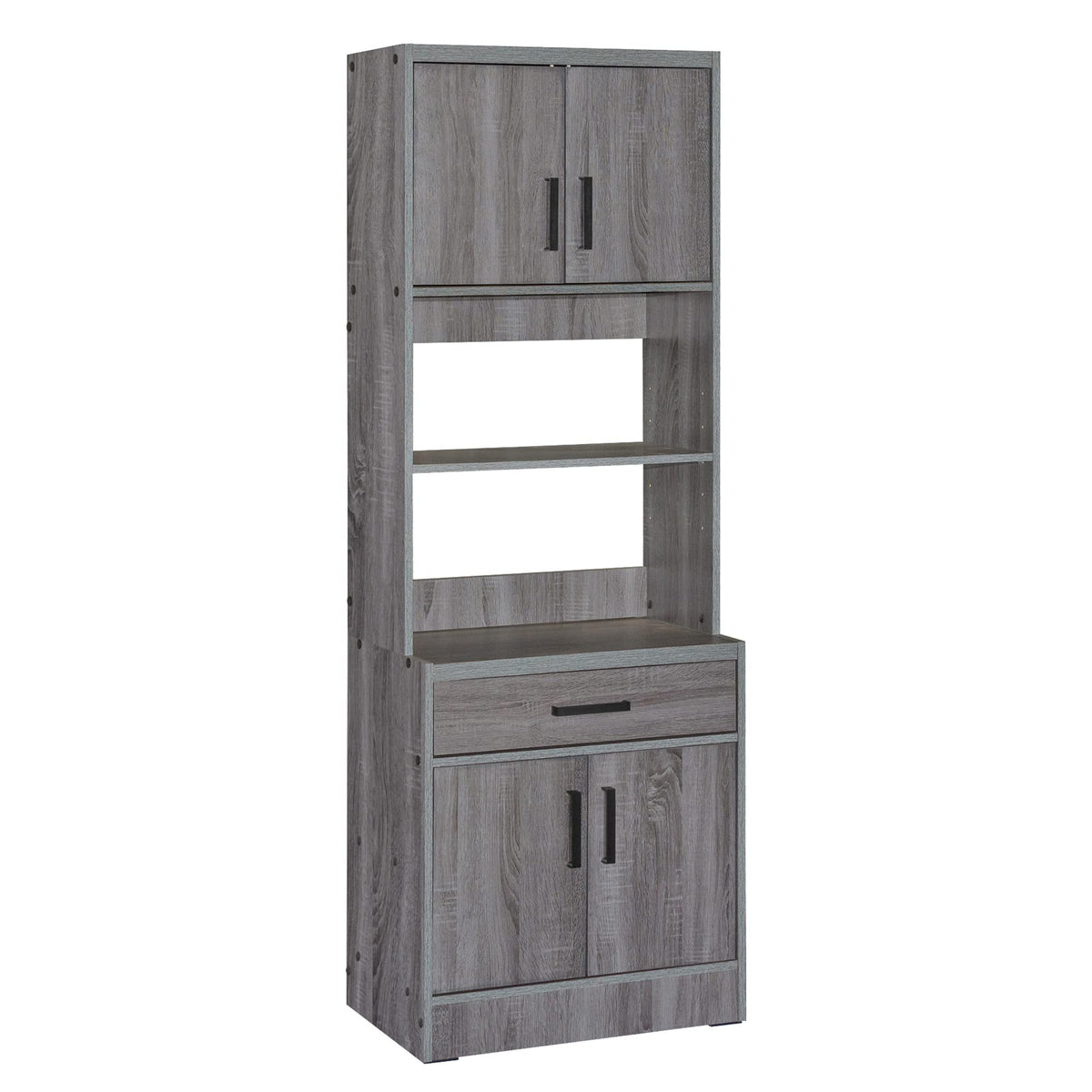 Better Home Products Shelby Tall Wooden Kitchen Pantry in Gray