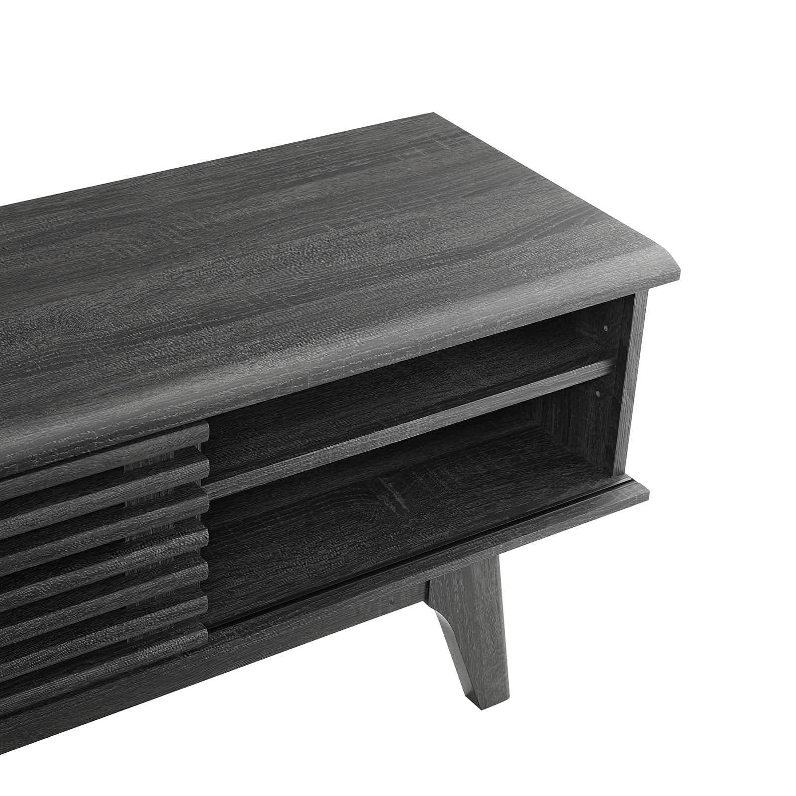 Modway Render Mid-Century Modern Low Profile 70 Inch Media Console TV Stand in Charcoal, 70&quot;