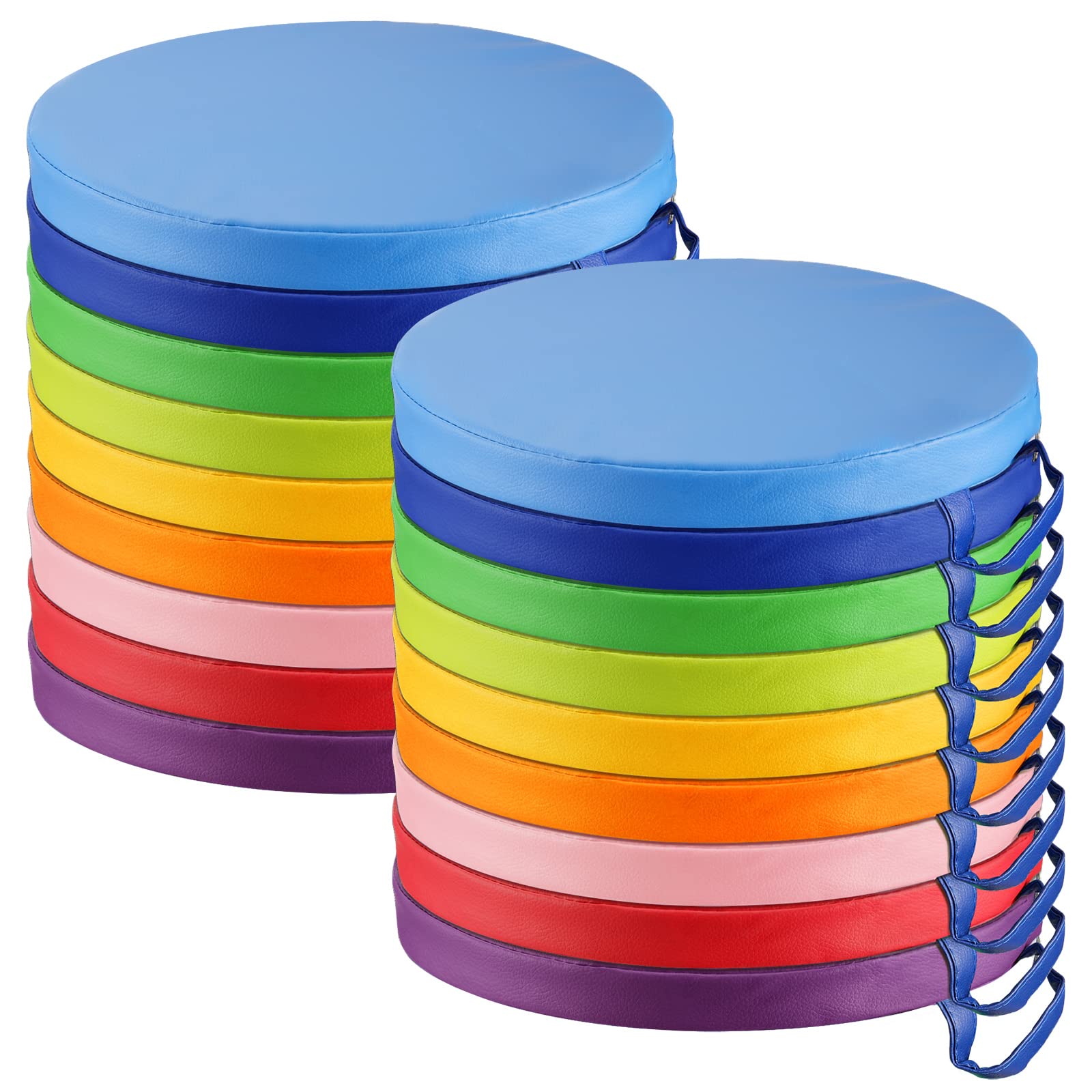 Marsui 18 Pcs Round Floor Cushions Classroom Flexible Seating With Handle Daycare Foam Colorful Floor Seating For School Kinderg