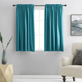 DONREN Teal Rod Pocket Blackout Curtain Drapes for Kitchen - Window Treatment Energy Saving Solid Curtains (42 by 45 Inches,2 Pa