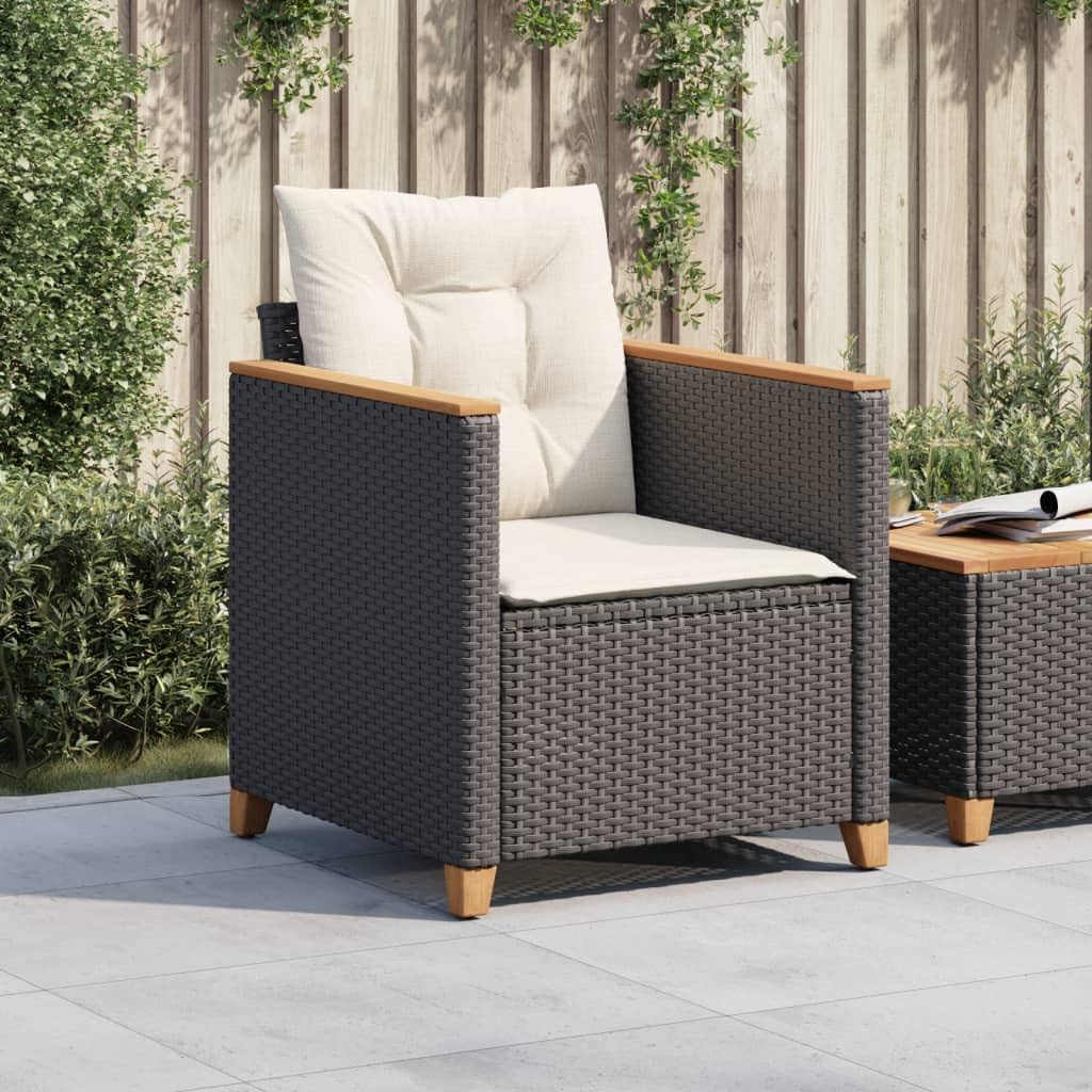 vidaXL Garden chair with cushions poly rattan grey - Thumbnail 4