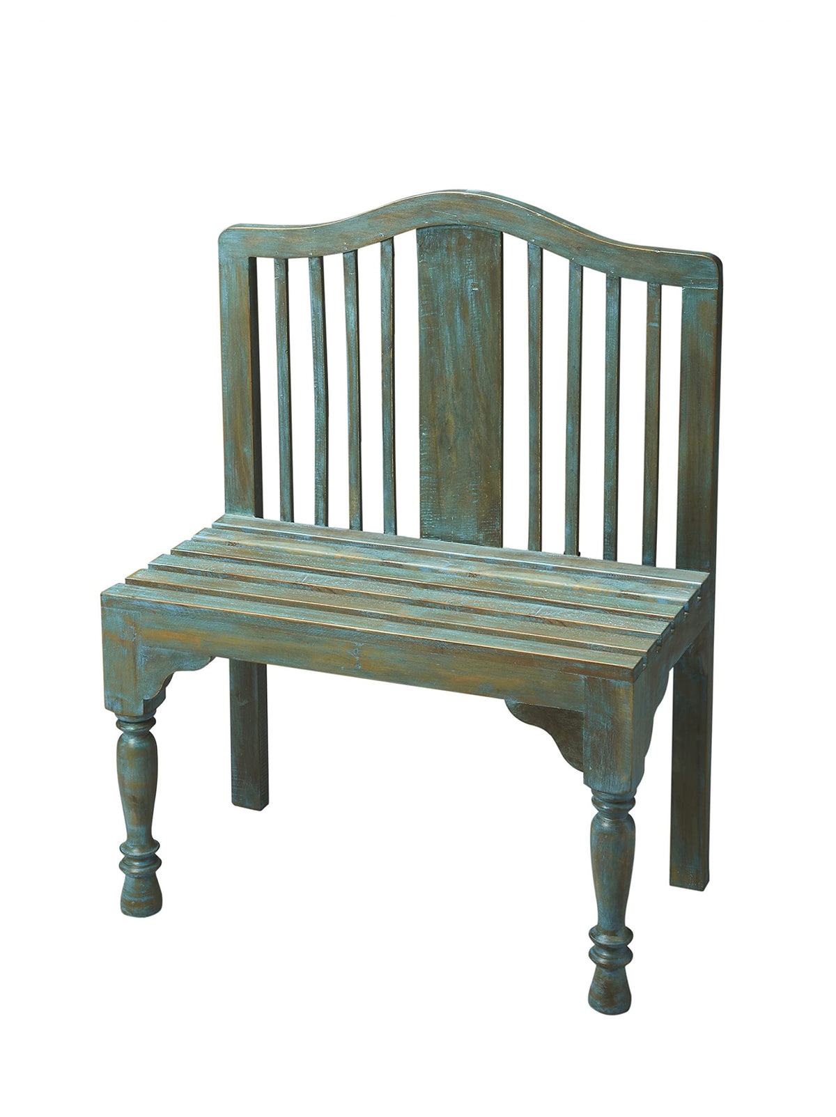 HomeRoots Assorted Antiqued Blue Solid Wood Bench