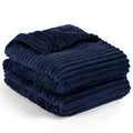 Pavilia Soft Fleece King Bed Blanket Navy Blue, Large Fuzzy Plush Flannel Blanket, Warm Cozy Ribbed Microfiber Blanket For Sofa