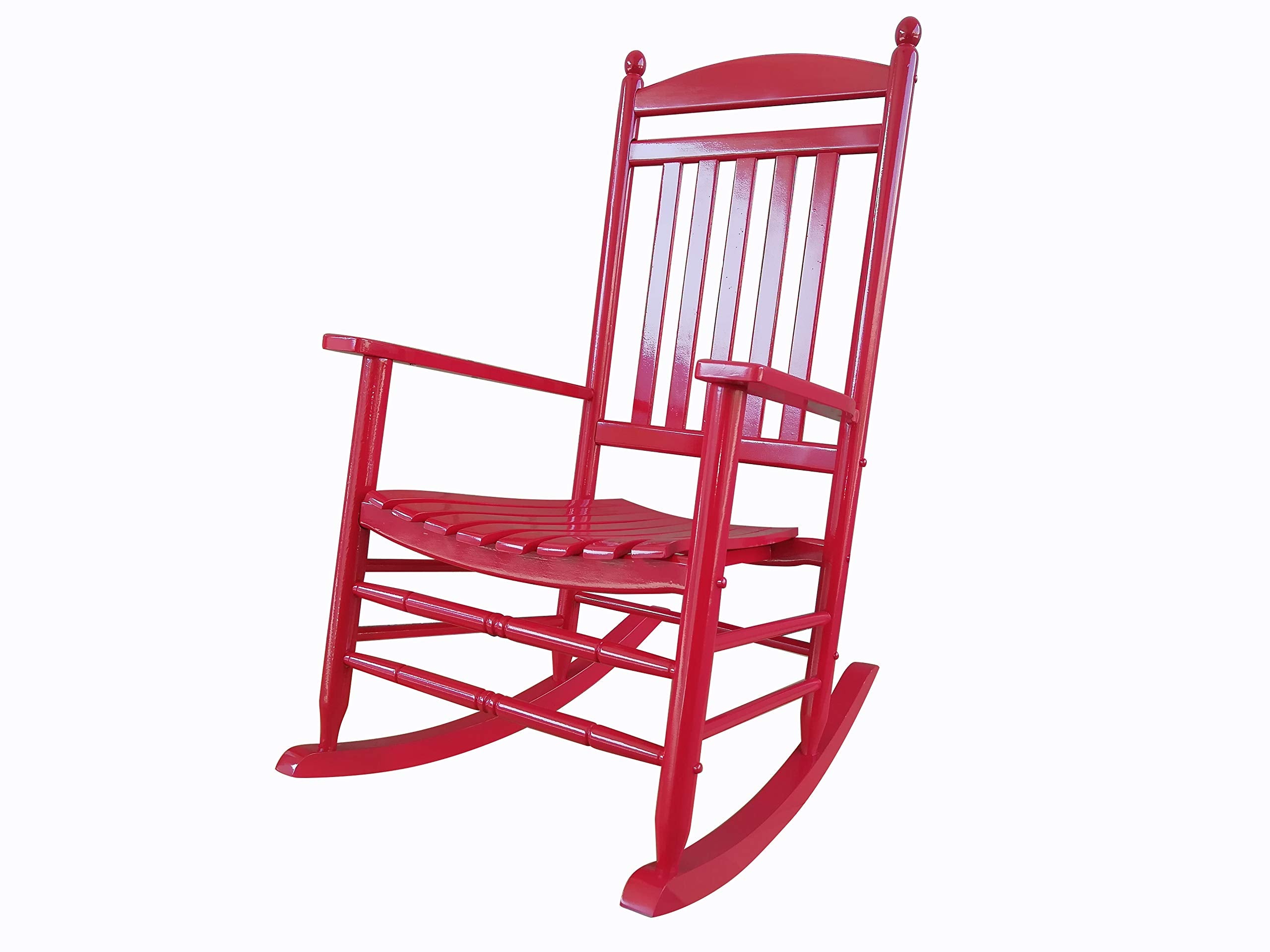 Rocking Rocker-A040RD Red Wood Porch Rocker/Outdoor Rocking Chair -Easy to Assemble-Comfortable Size-Outdoor or Indoor Use
