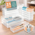 Entikpall Clear Drawer Organizer Trays Set Of 7, Unbreakable MultiPurpose Transparent Dividers For Vanity, Cosmetics And Access