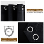 Dwcn Black Blackout Velvet Curtains 84 Inches With Tiebacks - Elegant Heavy Duty Thermal Insulated Energy Efficiency Grommet Win