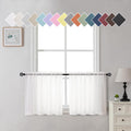 Aiyufneg White Sheer Valance For Window Curtains 24 Inch Length, Light Filtering Kitchen Valances, Small Voile Sheer Curtains Fo