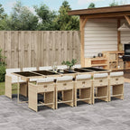 vidaXL 11 Piece Patio Dining Set with Cushions - Beige Poly Rattan Outdoor Furniture for Garden/Backyard/Patio with Tempered Glass Tabletop