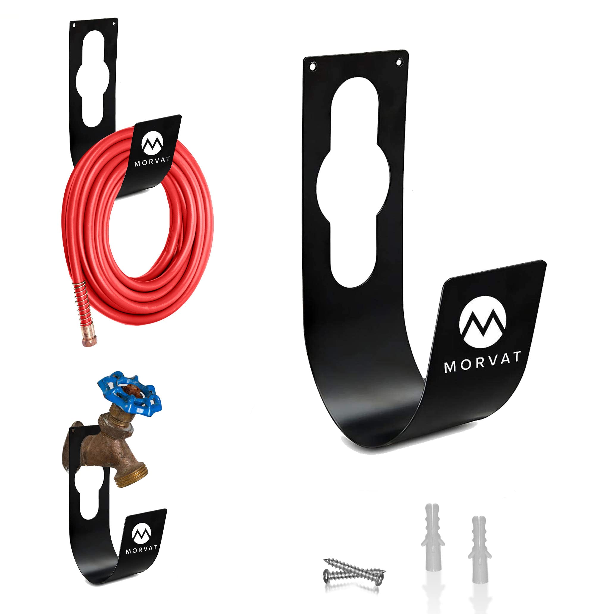 Morvat Premium 100 Ft Hose Hanger With Rust Resistant Metal, Organize Your Garden, Garage & Outdoor Storage Area, Wall Mount Hol