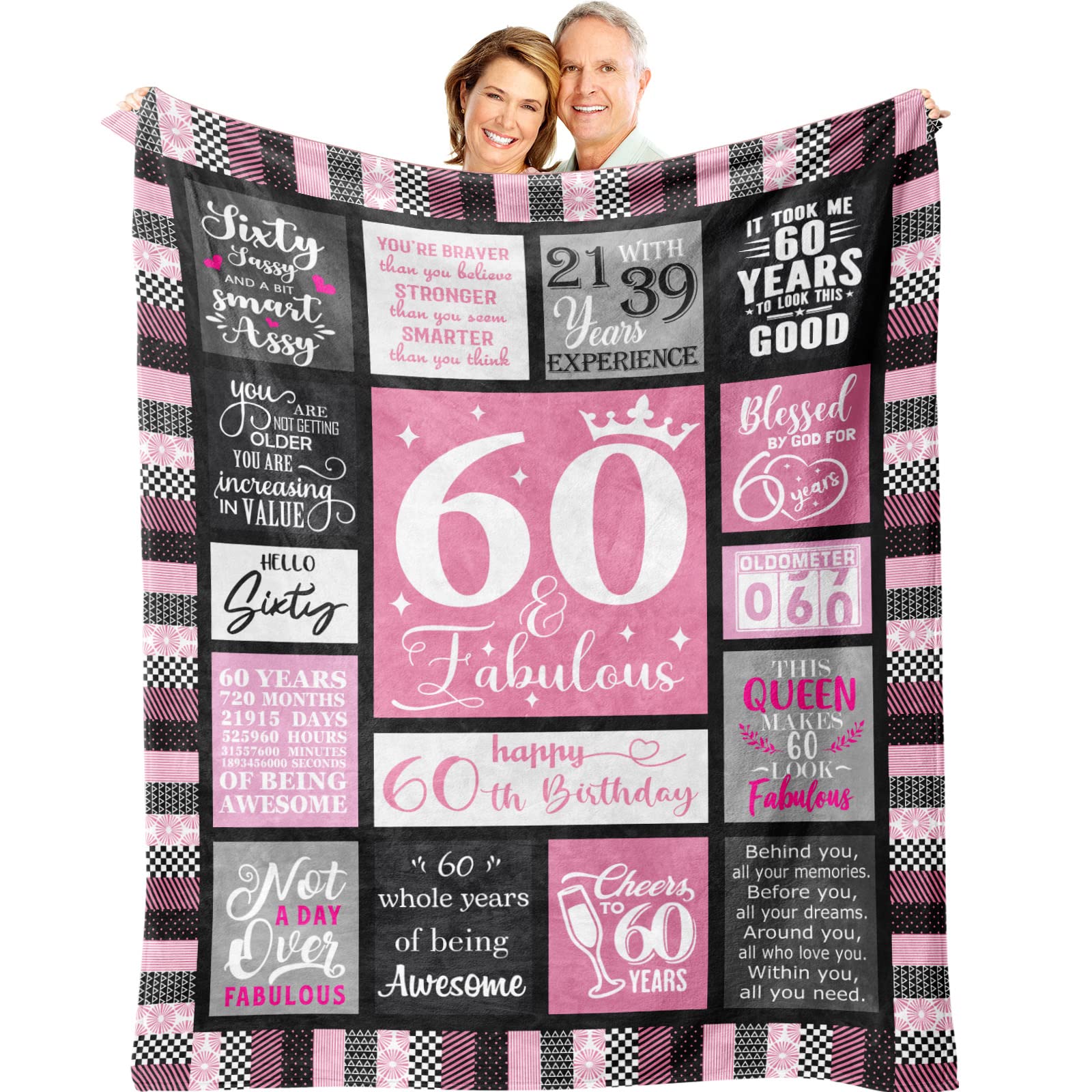 Atokker 60Th Birthday Gifts For Women Blanket, 60Th Birthday Decorations Women, 60Th Birthday Gift Ideas, Happy 60 Birthday Deco