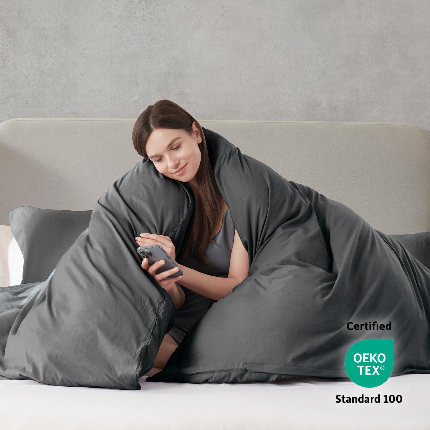 Nestl Grey Duvet Cover Full Size - Soft Prewashed Full Size Duvet Cover Set, 3 Piece, With Zipper Closure, 1 Duvet Cover 80X90 Inches And 2 Pillow Shams - No Comforter