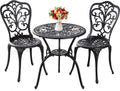 Withniture Outdoor Bistro Set 3 Piece Patio Bistro Set, Cast Aluminum Bistro Table And Chairs Set Of 2, Small Patio Table Set Fo