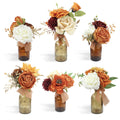 Rinlong 6Pcs Assorted Flower Centerpieces for Wedding Fall Tables Centerpiece Burnt Orange Bridesmaid Bouquets Baby Nursery Shel