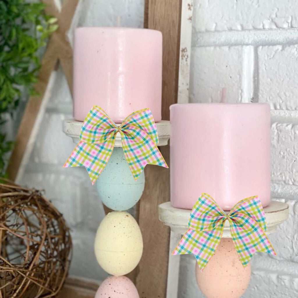 Meseey 12 Pcs 6 Inch Easter Burlap Bows Spring Bunny Bow For Gift Wrapping Tree Topper Front Door Party Home Decorations (Easter