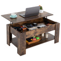 FDW Coffee Table, Lift Top Coffee Table Wooden Center Tables with Hidden Compartment and Storage Shelf Wooden Lift Tabletop for 