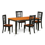 East West Furniture NICO5-BLK-W 5 Piece Dining Table Set for 4 Includes a Rectangle Kitchen Table with Butterfly Leaf and 4 Dining Room Chairs, 36x66 Inch, Black & Cherry