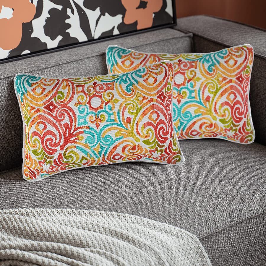Funhome Set Of 2 Patio Lumbar Pillows With Insert, 12   X20    Waterproof Fade Resistant Outdoor Lumbar Pillow, Decorative Garde