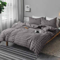 Nanko Queen Duvet Cover Set Gray, 3 Pieces 1200 Tc Luxury Microfiber Down Comforter Quilt Bedding Cover With Zipper Closure, Tie