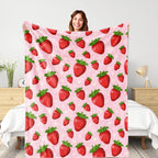 Pink Strawberry Blanket For Kids Girls, Soft Lightweight Strawberry Throw Blanket For Sofa Bed Traveling Camping Gifts Idea 50X6