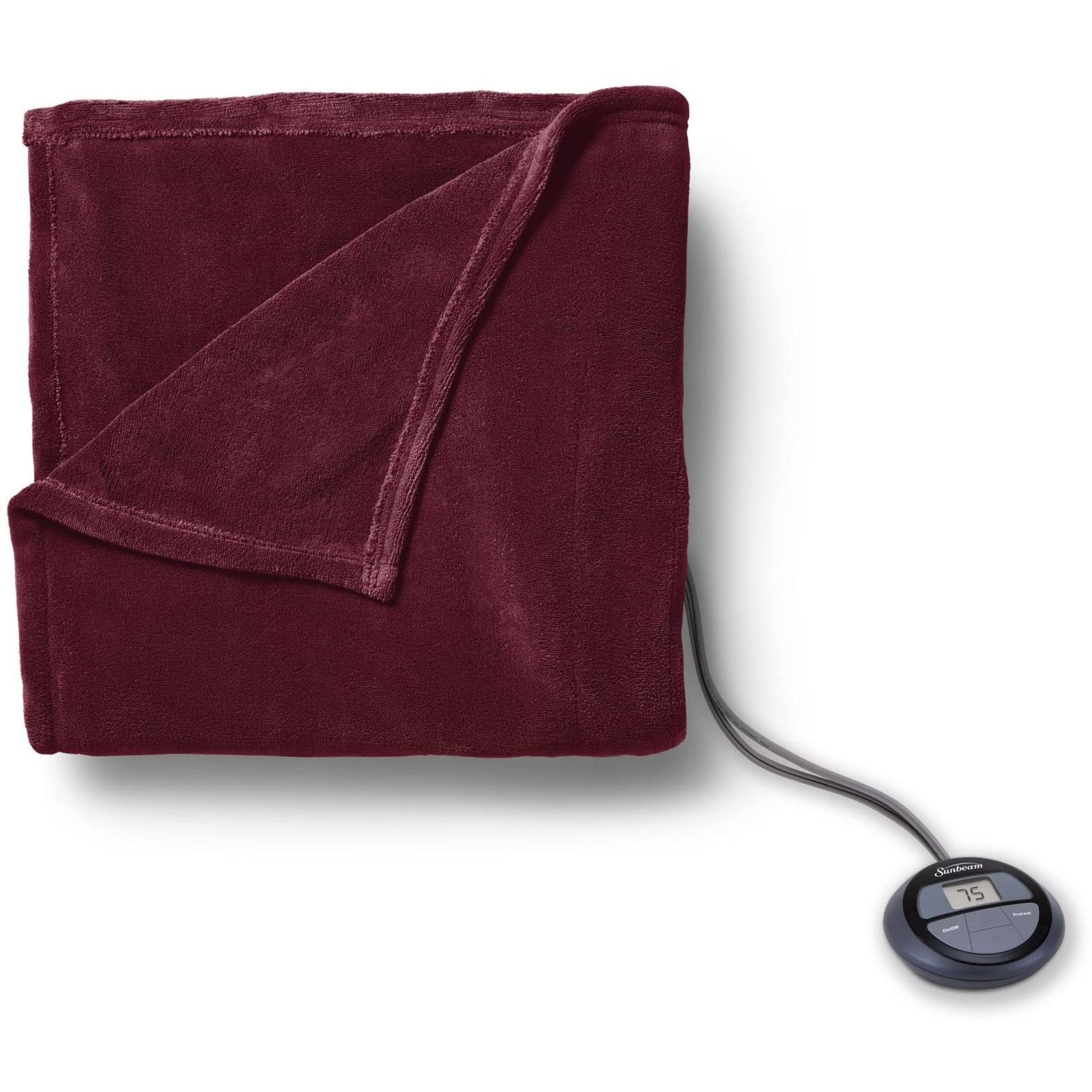 Sunbeam Microplush Blanket Electric Overblanket, 1', Garnet