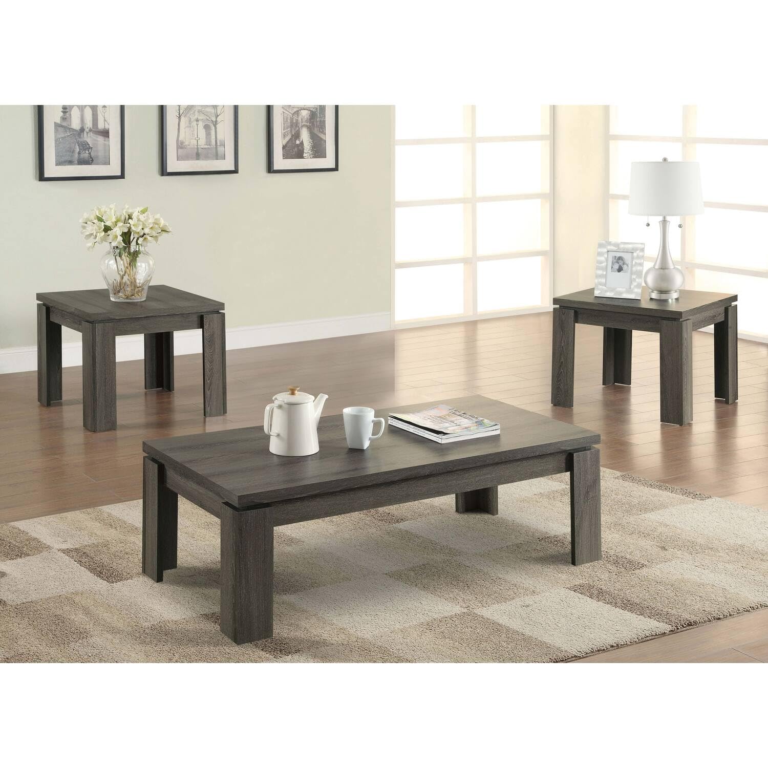 3-piece Occasional Table Set Weathered Grey 701686