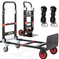 2025 Upgraded Convertible Hand Truck Dolly 500lbs - 3 in 1 Folding Hand Truck Heavy Duty, Fodalble Dolly with Brake Wheels, Anti