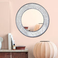 DecorShore Round Mosaic Mirror, Crackled Glass Bathroom Vanity Mirror, 24 Inch Decorative Mosaic Mirror, Mosaic Framed Wall Mirr