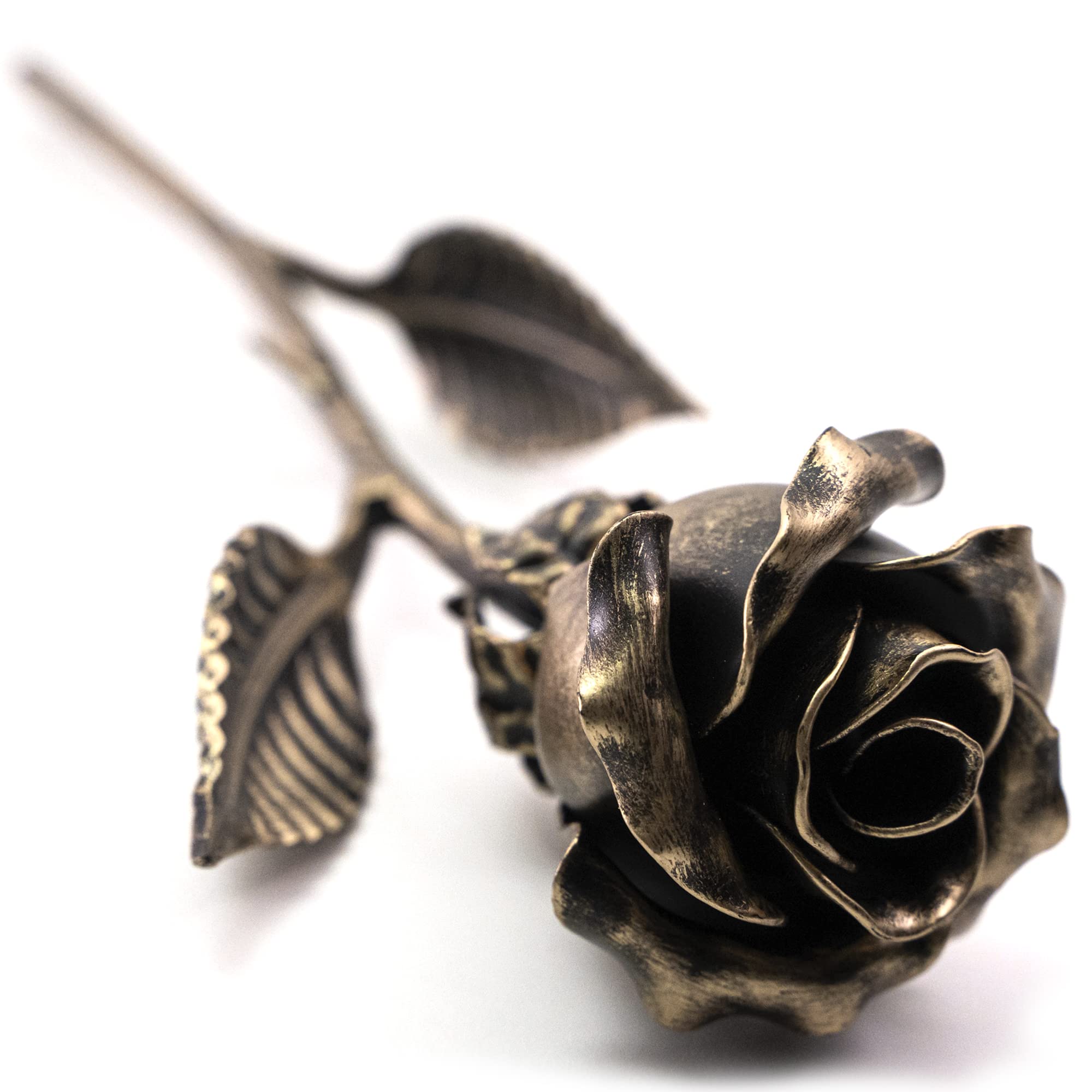 MakuliSmit Handcrafted Bronze Metal Rose - Solid Gift of Everlasting Love - 8th 19th Wedding for Her