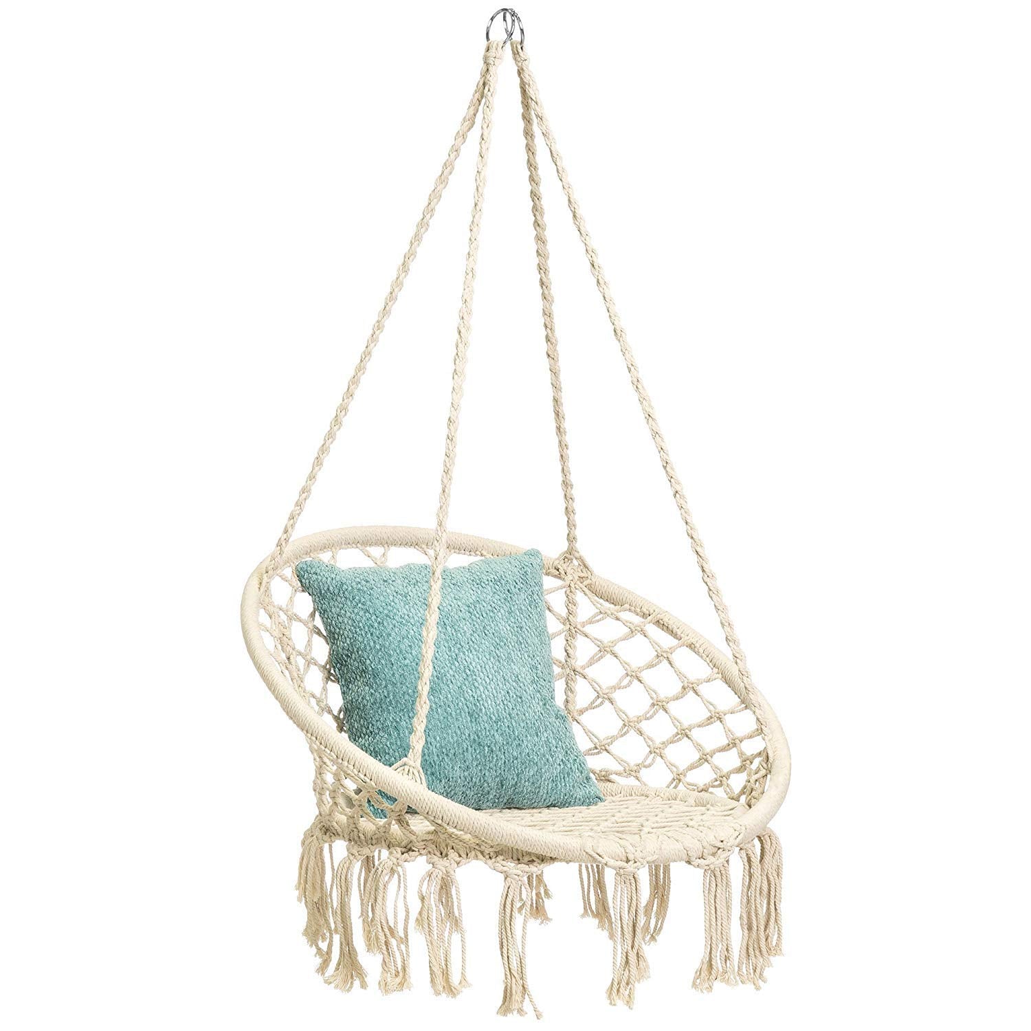 Mertonzo Macrame Hammock Swing Chair, Handmade Knitted Hanging Swing Chair For Indoor,Outdoor, Bedroom, Balcony, Yard, Porch- 26