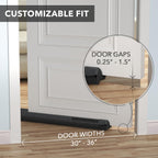 Everlasting Comfort Under Door Draft Stopper, Easy Install, Fits 30-36” Doors, Noise & Air Draft Reducer, Black, 1 Pack